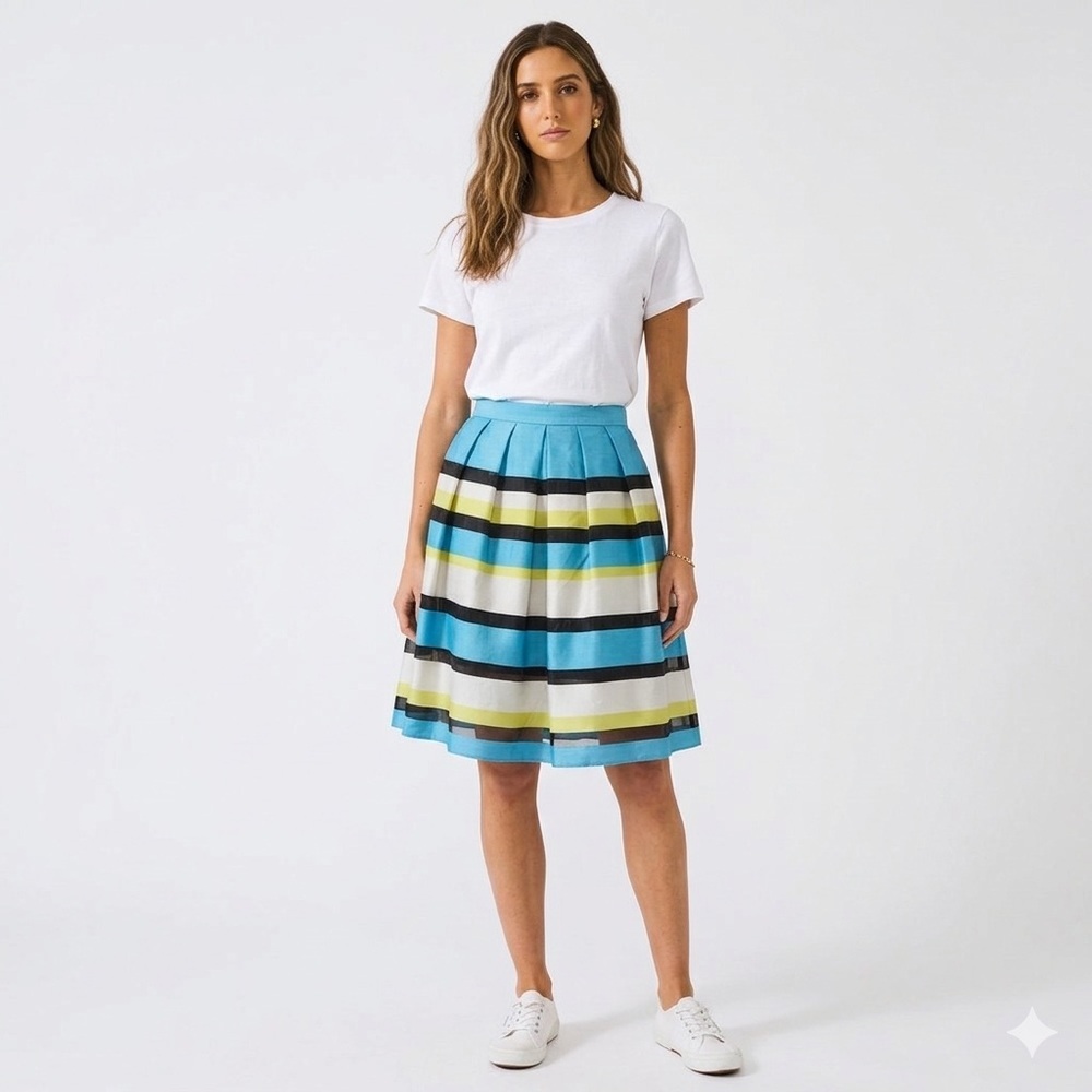 Paul Smith Pleated Striped Skirt Multicolour Pockets Size 46= Size XL
